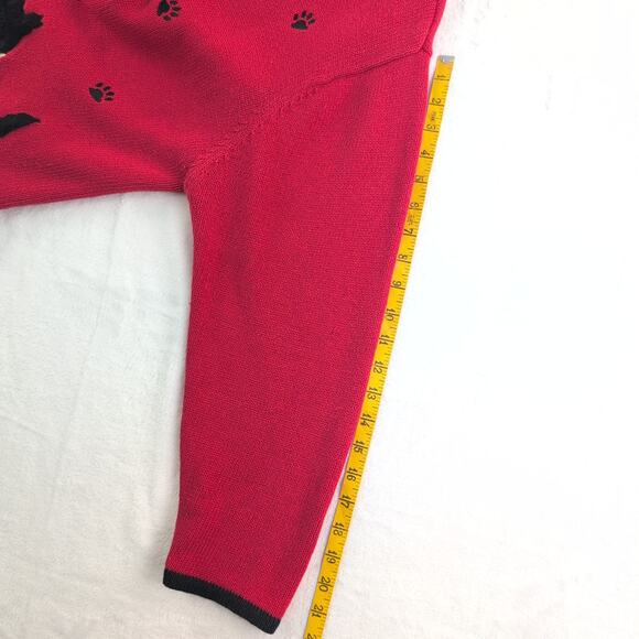 Vintage Crystal Kobe Scottie Dog Whimsical Button Up Knit Cardigan Women's Large - Picture 8 of 9